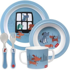 sigikid 25244 Melamine Set, Dog Blue, Girls and Boys, Recommended from 36 Months, Blue