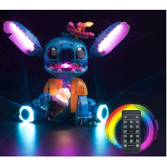 Tālvadības gaismu komplekts Lego Disney Stitch (ne Lego), LED apgaismojuma komplekts Lego 43249 Stitch Creative Toy