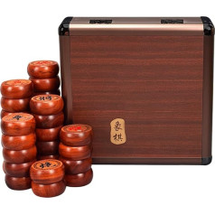 Ķīnas Xiangqi Rosewood 2 spēlētājiem, tradicionālā pārnēsājamā ķīniešu šaha ceļojumu galda spēle, stratēģijas spēļu komplekts ar ādas šaha tāfeli un dāvanu kastīti (5,8 cm/2,3 collas)