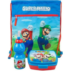 Super Mario - Meitenēm un zēniem - Uzkodu komplekts skolas ceļojumu somai Ūdens pudele Porta-Merenda - Oriģinālais produkts