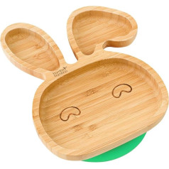 Bunny Rabbit Baby Suction Plate, Stable Suction Feeding Plate Made of Natural Bamboo