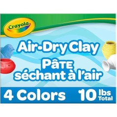 Crayola Gaisa žāvēšanas māls Classic Colors Bulk (4) komplekts ar 2,5 lb aizvākojamiem spainīšiem Modelēšanas māla alternatīva bērniem