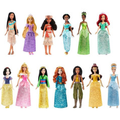 Disney Princess HPG74 - 13 princešu modes lelles ar spīdīgu apģērbu un aksesuāriem, iedvesmojušās no Disney filmām, Disney princešu lelles rotaļlieta no 3 gadiem