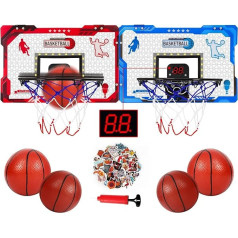 Indoor Basketball Hoop for Children Room Mini Basketball Hoop with LED Lights Large Basketball Frame 4 Balls Electronic Scoreboard Gifts for Boys Girls Basketball Toy for Office Home