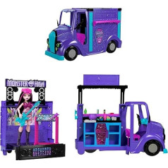 Lelle un rotaļu komplekts Monster High Draculaura, Fangtastic Food Truck ar izvelkamo skatuvi un vairāk nekā 13 atbilstošiem virtuves un mūzikas piederumiem