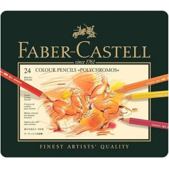 Fabercastell Polychromos 110024 Krāsainie zīmuļi ar metāla korpusu, 24 gab. iepakojumā