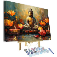 Buddha Paint by Numbers pieaugušajiem, reliģiskā lotosa eļļas glezna bērniem Seascape Boat Painting Painting by Numbers komplekti akrila krāsas, zīmēšanas glezna ar otām Oil Painting Home DecorFramed