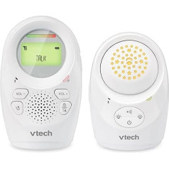 VTech DM1212 Digitālais audio bērnu monitors - DECT tehnoloģija, interkoma funkcija, trokšņa līmeņa displejs, temperatūras sensors, zvaigžņotās debess nakts gaisma un citas funkcijas - ar vecāku un bērna ierīci