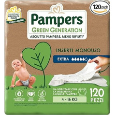 Pampers Green Generation Extra 120 ieliktnīši, no 4 līdz 16 kg, balti, 120 gab., 1 iepakojums