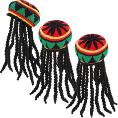 SATINIOR 3 iepakojumi Rasta cepure ar melnu dreadlocks parūku Rasta parūku cepure kostīmu aksesuāriem