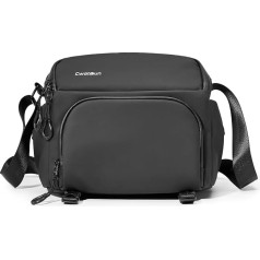 Cwatcun Camera Bag, viena pleca kameras soma, Sling Crossbody Compact Camera Bag Bag Bag saderīgs Canon Nikon Nikon Sony SLR DSLR bezspoguļa spoguļkamerām un objektīviem Waterproof Black, 2.0 black, kameras somas