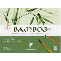 Clairefontaine 975914C Bambuko akvarelės blokas klijuotas iš vienos pusės 20 lapų bambuko popieriaus 250 g 30 x 40 cm 1 blokas