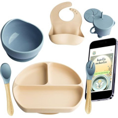 6 Piece Baby Food Set with Suction Cup Plate and Kids Cutlery 48 Recipes E-Book