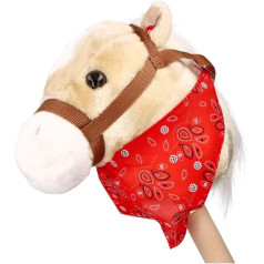 Przytul i kochaj Hobby Horse - Hobiju zirgs bērniem - Hobiju zirgs ar skaņu - Izgatavots no mīksta plīša - 60 cm garš rokturis - Zirga rotaļlieta bērniem no 1 gada - Brūns