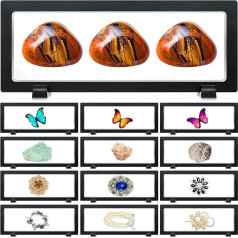 Harloon Pack of 12 3D peldošs displejs Case Jewellery Stand Holder Black Display Box Suspension Display Frame Pen Holder Display for Stamps Chip Medallion Medallion Medalle (9,1 x 3,5 x 0,8 collas)