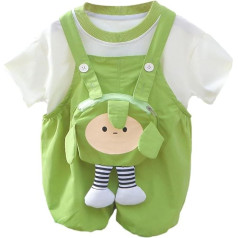 ACMEDE 2 gabalu bērnu zēni meitenes apģērbu komplekts toddler īsām piedurknēm Top T-krekls kokvilnas + vasaras Dungarees īss ar 3D lelle kabatām Jumpsuit šorti izmērs 70/74/80/80/86/92/98/104