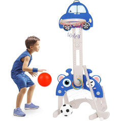 CYFIE Basketball Hoop Indoor Basketball Hoop Outdoor, 4-in-1 Height-Adjustable Basketball Stand & Football Goal, Golf Game and Ring Throw, Basketball Hoop Set for Boys and Girls Sports