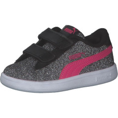 PUMA Baby Girl Smash V2 Glitz Glam V INF Trenažieri, Black-Glowing Pink White, 22 EU, Puma Black Glowing Pink PUMA White