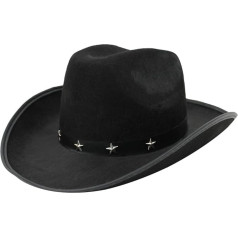 12 x Melna cepure ar dzelkšņiem Fancy Dress Kovboju Cowgirl + Stetson cepure Trampas Wild West Bulk