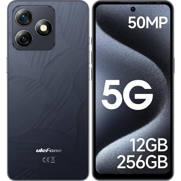 Ulefone Note 18 Ultra 5G viedtālrunis, 12GB + 256GB 50MP + 32MP Octa Core MTK Dimensity 720 5450mAh 18W 6,78 collu FHD+ 90Hz mobilais tālrunis bez līguma Android 13 Dual SIM Fingerprint ID NFC 2 gadi