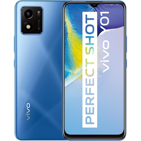 VIVO Y01 viedtālrunis bez līguma, 5000 mAh akumulators, Android 11 mobilais tālrunis 6,51 collu Halo FullView, 13 MP galvenā kamera, plāns 3D dizains, 3+32 GB