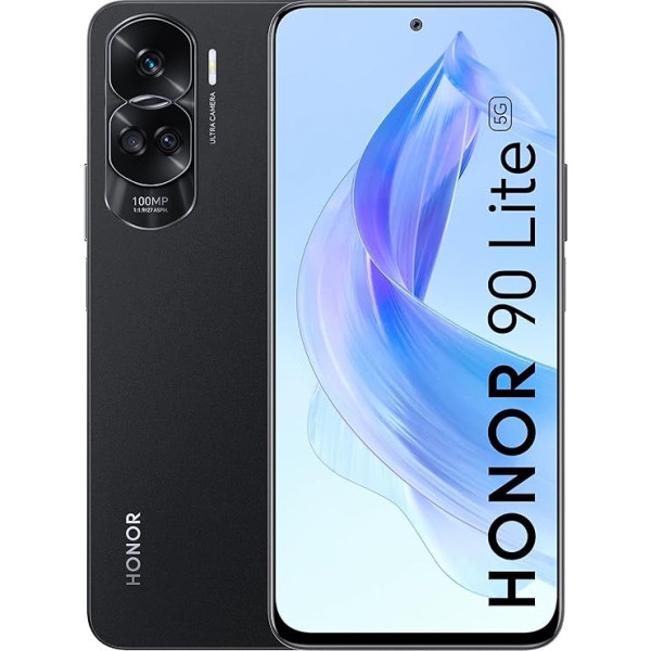 HONOR 90 Lite 5G viedtālrunis ar trīskāršu kameru 100MP 8+256GB 6,7 collu displejs 90Hz 4500mAh Dual SIM Android 13 NFC Black