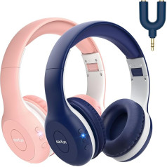 EarFun bērnu Bluetooth austiņas [2 gab.], 85/94 dB skaļuma regulēšana, HiFi skaņa, HD mikrofons, 40 stundu akumulators, salokāmas, regulējamas, bezvadu austiņas skolai/ceļošanai/PC, ar koplietošanu