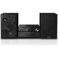 Panasonic SC-PMX94EG-K Micro HiFi sistēma melnā krāsā (120 W RMS, digitālais radio DAB+, CD, FM radio, Bluetooth, USB, AUX), melna, vienvietīga