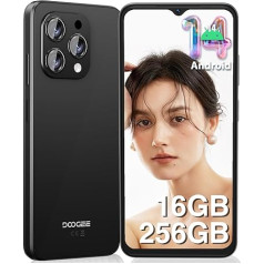 DOOGEE N55 Pro (16GB + 256GB) Android 14 viedtālrunis bez līguma 6,56 collu HD+ 90Hz mobilais tālrunis lēts, 5180 mAh 13MP + 8MP kamera Octa Core Dual SIM 4G Simlock-free Mobilie telefoni Sejas noteikšana