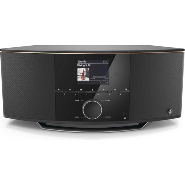 Hama interneta radio ar 2.1 skaņas sistēmu IR150MBT (Stereo 90 W RMS, Bluetooth/USB/AUX, Spotify, Multiroom, UPnP tīkla straumēšana, krāsu displejs, tālvadības pults, bezmaksas lietotne, radio modinātājs, WLAN radio)