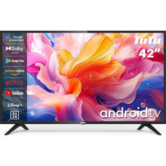 TuTu TV 42 collu Smart TV (106 cm) Full HD Android TV App Store Trīskāršais uztvērējs WiFi Bluetooth USB HDMI (2024)