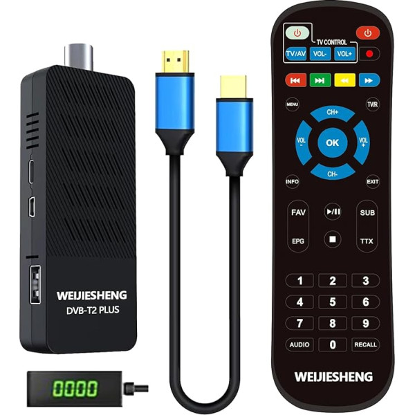 Digitālais zemes ciparu dekodētājs 2024 DVB-T2 HD 1080P H265 HEVC 10-Bit, atbalsta Ethernet/USB WiFi/Projektors/PVR/Multimūzikas [2 in 1 tālvadības pults ar TV vadību]