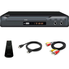 Kompakts DVD atskaņotājs ar SCART savienotāju, bezreģionāls HD DVD CD atskaņotājs ar HDMI/AV portu, iebūvēta PAL/NTSC TV sistēma, atbalsta MIC ievadi, USB ievadi