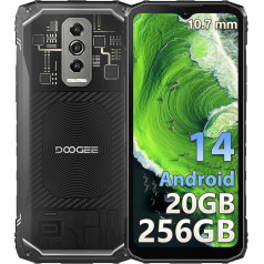 DOOGEE Blade 10 Ultra Āra mobilais tālrunis bez līguma Android 14, 20GB + 256GB Āra viedtālrunis, 10,7 mm ļoti plāna caurspīdīga aizmugure, 5150mAh, 6,56