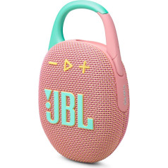 JBL Clip 5 rozā krāsā - pārnēsājams Bluetooth skaļrunis Pro Sound, dziļi basi un atskaņošanas laika palielināšanas funkcija - ūdens un putekļu izturīgs - 12 stundu darbības laiks