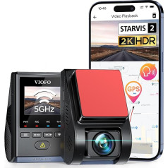 VIOFO Dashcam A119 Mini 2, priekšējā 2.7K 5GHz Wi-Fi, 2K 60fps/HDR 30fps balss vadība, STARVIS 2 uzlabota nakts redzamība, 1,5 collu LCD ekrāns, slēpta autokamera, GPS auto kamera, 24 stundu autostāvvietas režīms, balss izeja