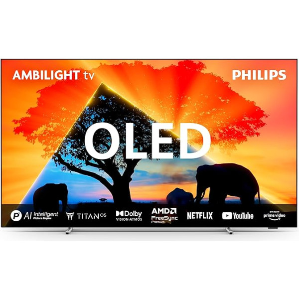 Philips Ambilight 55OLED759 4K OLED Smart TV - 55 Zoll displejs ar P5 AI Perfect Picture Ultra HD, Titan OS, Dolby Vision un Dolby Atmos, Funktioniert mit Alexa und Google Sprachassistent