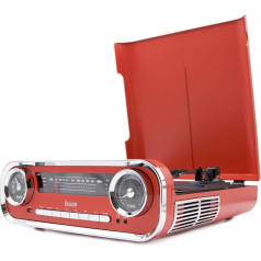 LAUSON 01TT17 Retro dizains Bluetooth vinila plašu atskaņotājs mūzikas sistēma ar Vinila atskaņotājs mūzikas sistēma ar Vinila retro radio USB 33/45/78rpm vinila uz MP3 sarkans