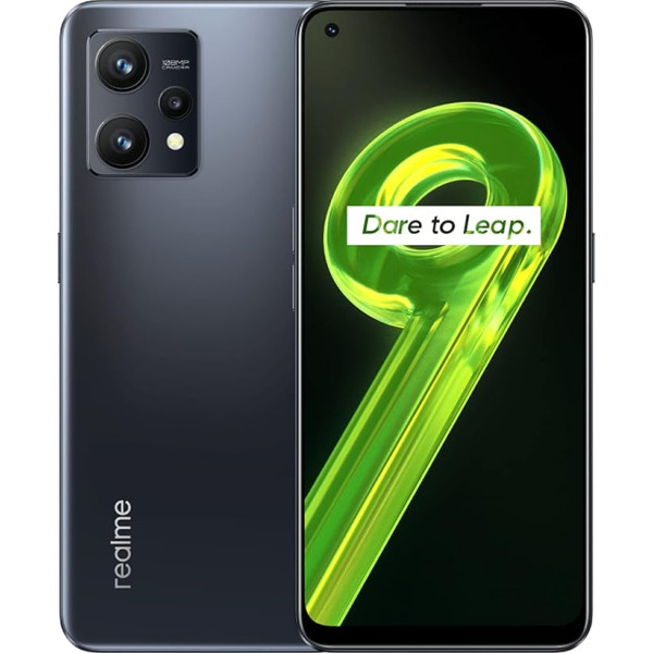 realme 9 - 8 + 128 GB viedtālrunis, 90 Hz Super AMOLED displejs, Snapdragon 680 procesors, spēcīga 5000 mAh baterija, plāns 7,99 mm profils, Ripple hologrāfisks dizains, Meteor Black