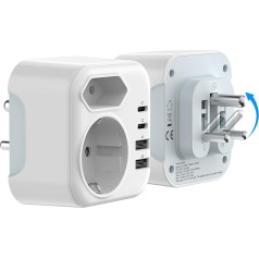 Dienvidāfrikas adapteris ar 2 USB A un 2 USB C, Dienvidāfrikas strāvas adapteris, Dienvidāfrikas kontaktligzdas adapteris, Dienvidāfrika, Ceļojumu adapteris Dienvidāfrika, Ceļojumu kontaktdakša Dienvidāfrika, Adapteris Namībija, Ceļojumi