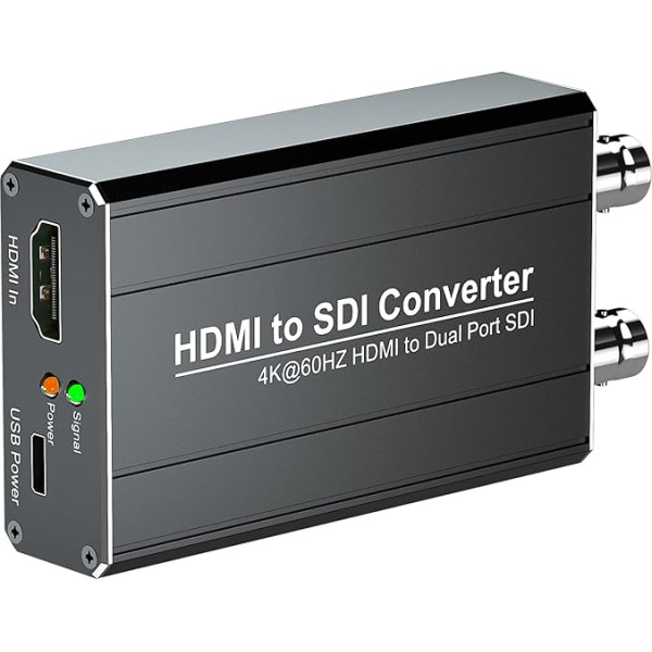 UCYTYON 4k/60Hz HDMI uz SDI pārveidotājs ar SDI izeju ar dubulto portu, saderīgs ar HDMI 2.0 ievadi 4k/60Hz un izeju 3G-SDI/HD-SDI, automātiska formāta noteikšana, iebūvēts audio ierakstītājs