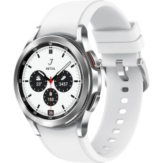 Samsung Galaxy Watch4 Classic, apaļš LTE viedpulkstenis, Wear OS, rotējoša apmale, fitnesa pulkstenis, fitnesa sekotājs, 42 mm, sudraba krāsā