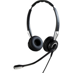 Jabra Q711364 BIZ 2400 II QD Duo langlebiges Call-Center-Kabel-Headset für Festnetztelefone mit,Geräuschunterdrückung und Wideband Wideband, Schwarz