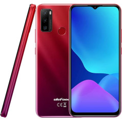 Ulefone Note 10P viedtālrunis bez līguma, 3GB RAM, 128GB ROM, 13MP trīskārša aizmugures kamera, Dual SIM 4G mobilais tālrunis, 6,5 collas HD+, 3 karšu slots, Android 11, 5500 mAh akumulators, Pirkstu nospiedumu sarkans