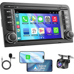 Android 12 auto radio Audi A3 S3 RS3 2003-2012, 2+32G 7 collu head unit radio ar IPS HD skārienekrānu, Wireless CarPlay, Android Car, GPS, WiFi, atpakaļgaitas kamera, SWC, Bluetooth 5.2