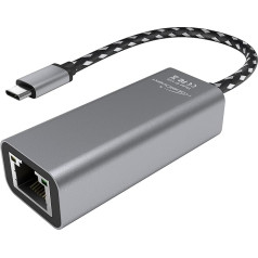 KabelDirekt USB C Ethernet adapteris ar nesalaužamu metāla korpusu (USB-C vīrietis uz RJ45 LAN sieviete, stabils tīkls/internets piezīmjdatoram/Macbook/tabletam ar 1 Gigabit/s, 10 cm kabelis)