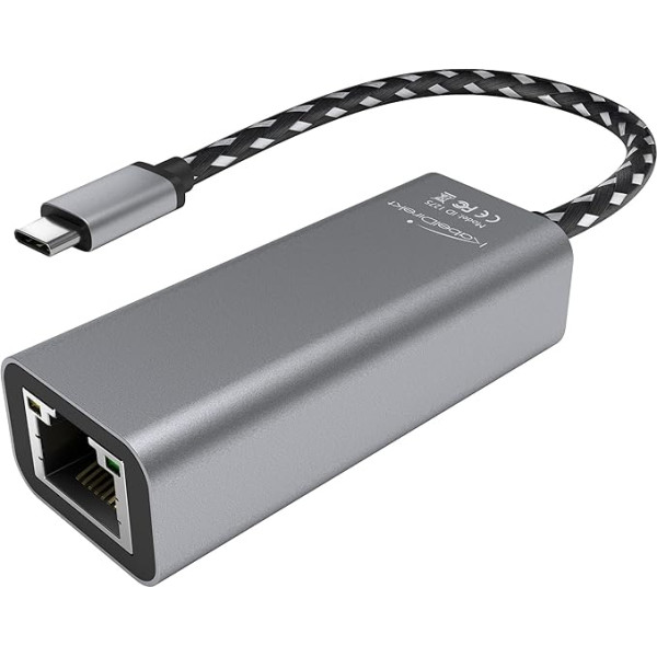 KabelDirekt USB C eterneto adapteris su nedūžtančiu metaliniu korpusu (USB-C vyriškos lyties į RJ45 LAN moteriškos lyties, stabilus tinklas/internetas nešiojamiesiems kompiuteriams, kompiuteriams ir planšetiniams kompiuteriams su 1 Gigabit/s spart