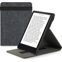 kwmobile Case Compatible with Amazon Kindle Paperwhite (11th Gen - 2021) - Strap Stand - e-Reader Protective Case - Dark Grey