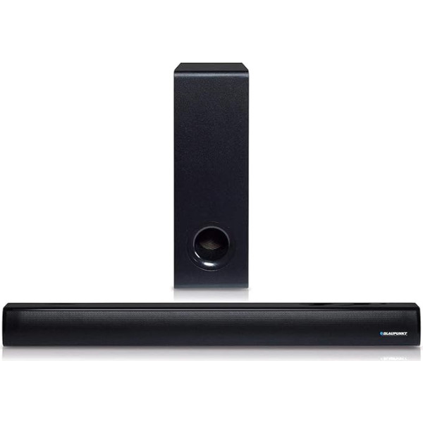 Blaupunkt LS 1825 Soundbar ar zemfrekvences skaļruni 2.1, 60 W RMS, bezvadu Bluetooth ierīce straumēšanai, ar tālvadības pulti, TV skaļrunis ar LED displeju un ekvalaizeru, optiskā audio ieeja, AUX-IN, HDMI