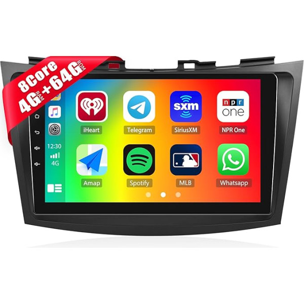 4G + 64G CAMECHO 8Core Auto Radio priekš Suzuki Swift/Ertiga 2012-2017 ar navigācijas sistēmu Carplay Android Car, Android 13, Double DIN Radio ar 9 collu ekrānu ar DSP RDS Bluetooth Mirror Link